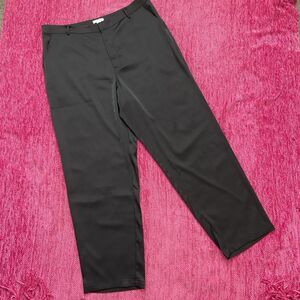 Good American Satin Dress Pants GWB0099 Black Size 16